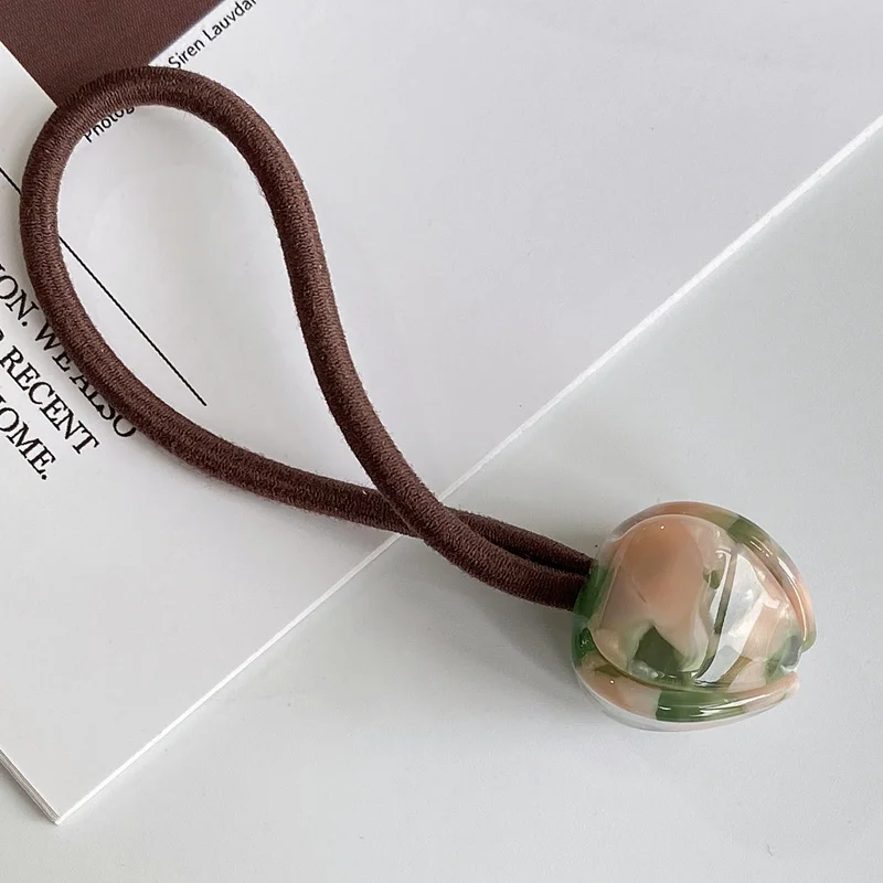 Círculo de pelo de flores coreano, cabeza de capullo de flor, cabeza de bola, cuerda para el pelo de cola de caballo alta, cuerda para el cabello enrollada, accesorio para el cabello de mujer: Turquesa