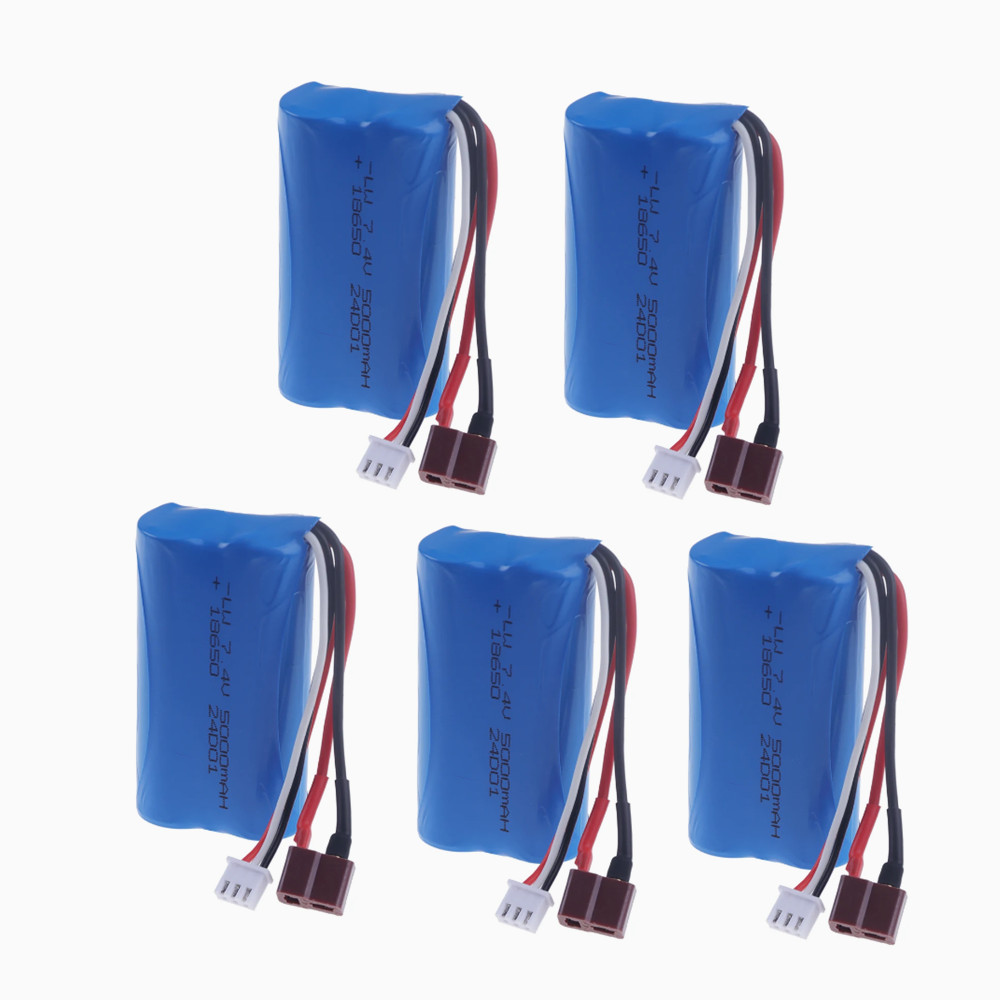 Li-Ion Batteri 7.4V 5000mAh 18650 2S för Wltoys RC Bil - Reservdelar: Choklad