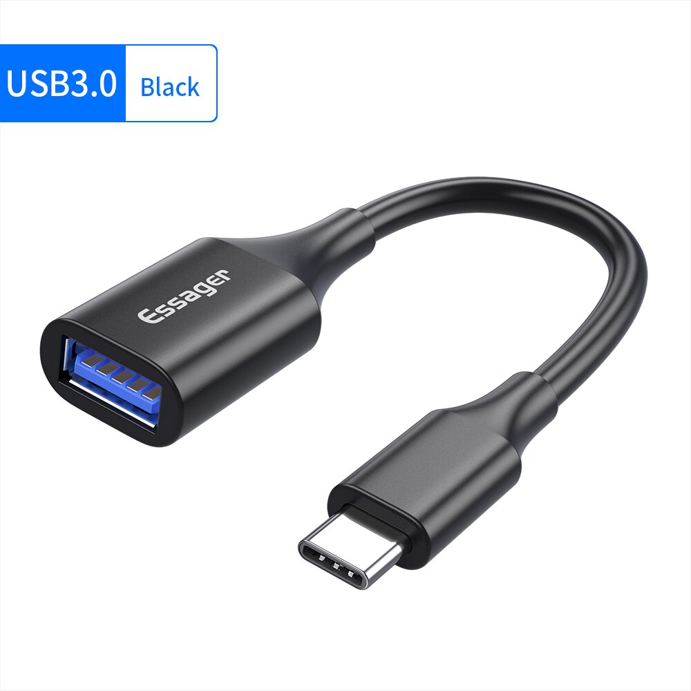 Essager USB C Per Adattatore USB OTG Cavo USB di Tipo C a USB 3.0 Adattatore Femmina Per Macbook Samsung S10 huawei Tipo-C USB-C Adattatore: USB 3.0 Black