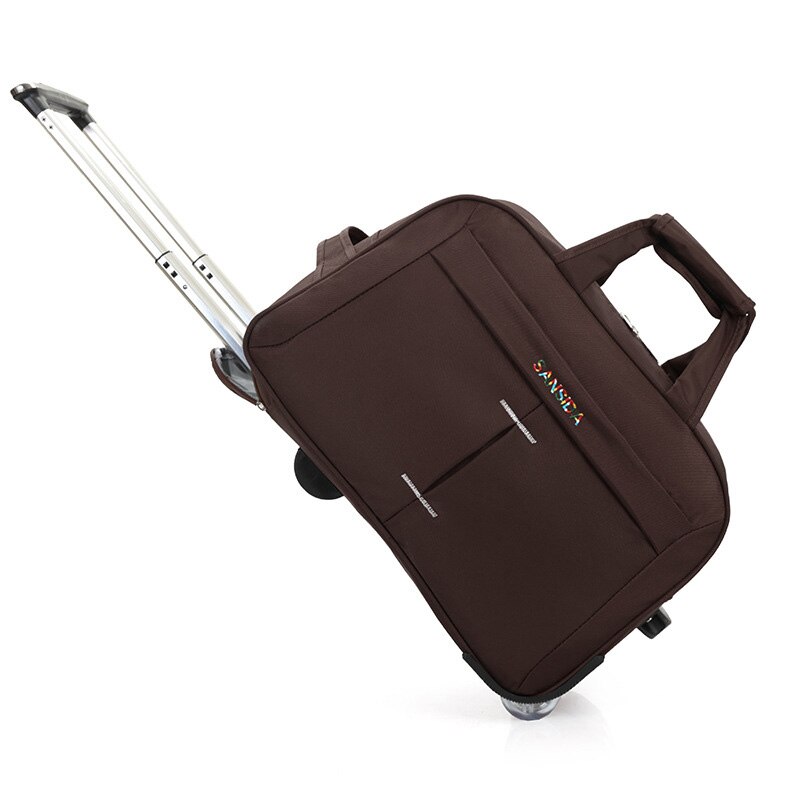 Travel Bag Men Roller bag Wheel Big Tie Folding Trolley Bag Luggage Tank Waterproof Roller Travel Bag: Brown 20 inch