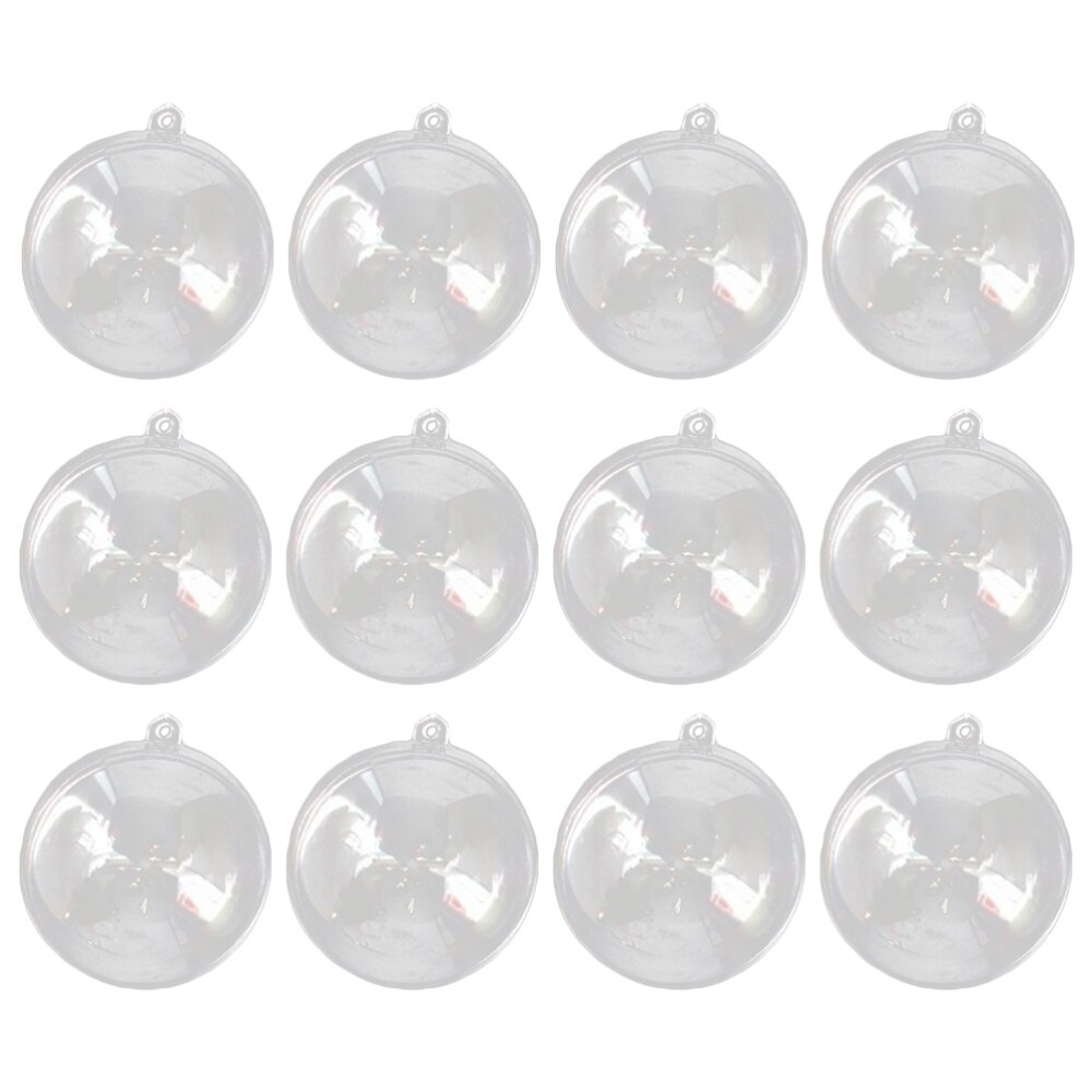 12Pcs 6cm Transparent Plastic Ball Fill-able Hollow Sphere Ball Xmas Hanging Ornament Party Wedding Decor: As Shown