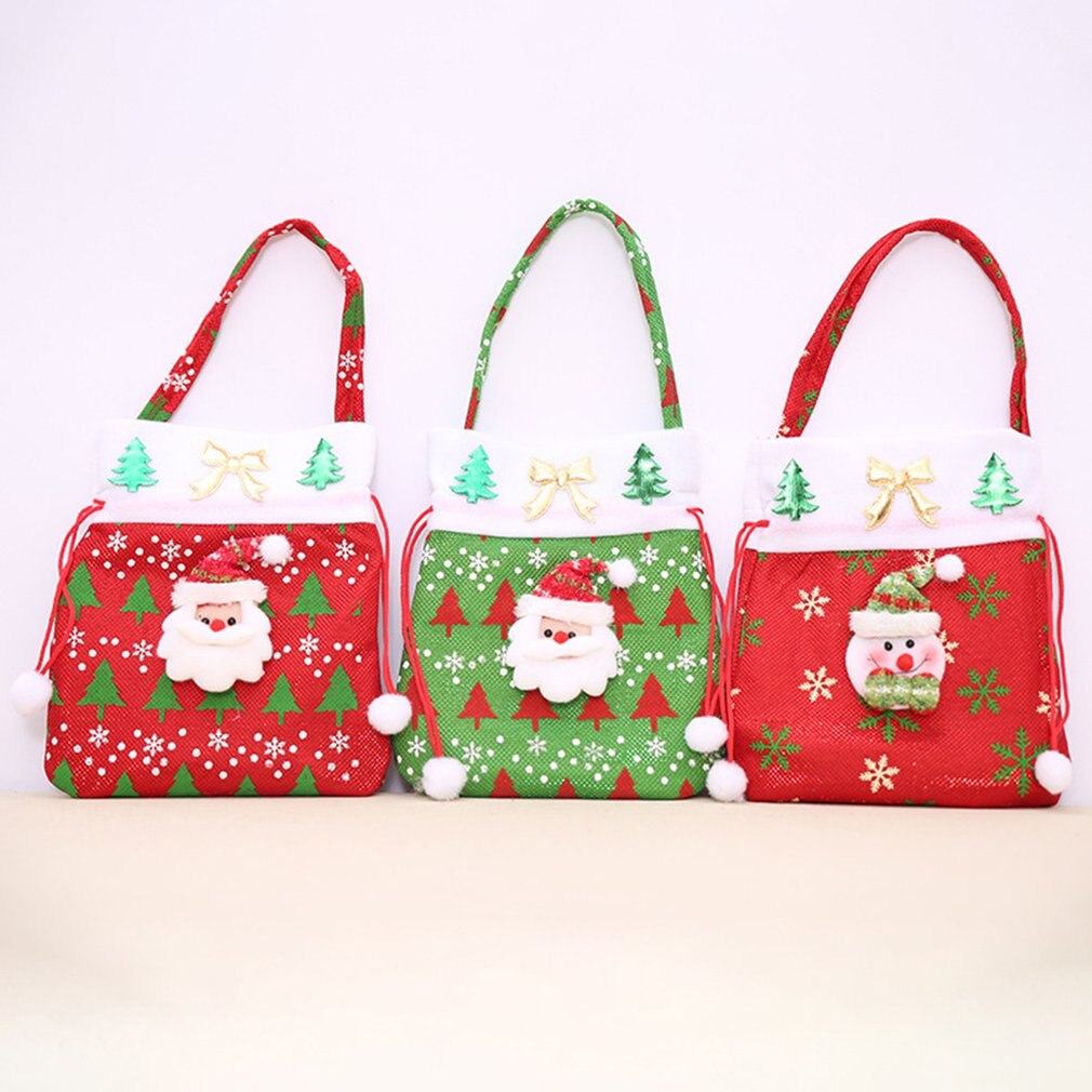 Leuke Kerst Cadeau Zakken Snoep Zak Kerstman Sneeuwpop Kerstboom Hangen Kid 'S Xmas Candy Tassen