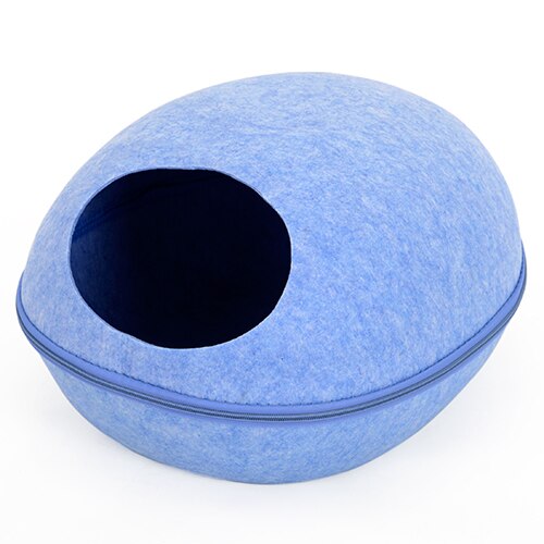 SHUANGMAO cama de gato para cueva en forma de huevo mascota, bolsa con cierre, cesta de fieltro para perrera, bonitas camas para gatos, nido, casa de perro, productos para mascotas: Azul / L52xW44xH30cm