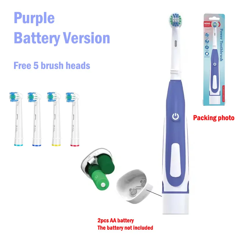 Cepillo de dientes eléctrico sónico redondeado, cepillo de dientes vibratorio 3D, rotación, cuidado de las encías, cabezales de cerdas suaves, batería, blanqueamiento dental: Rojo