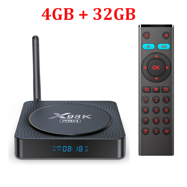 X98K Pro TV Box Android 11.0 Rockchip RK3566 4GB 32GB BT Decodificação Antena Externa Dual Wifi 1000M LAN 4K 8K Media Player: Dourado / Eua
