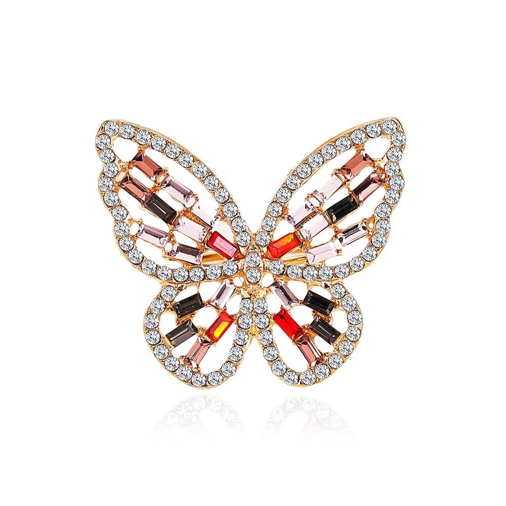 1pc luxe kristallen ringen voor vrouwen, open en verstelbaar, vlinderringen voor bruiloften en feesten: Multi