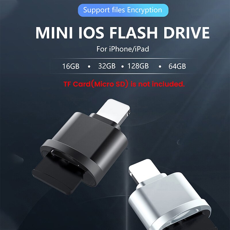 For iPhone Card Reader Micro SD TF Card Reader Adapter for iOS 13 Above System External OTG Memory Card Reader For iPhone 12 11