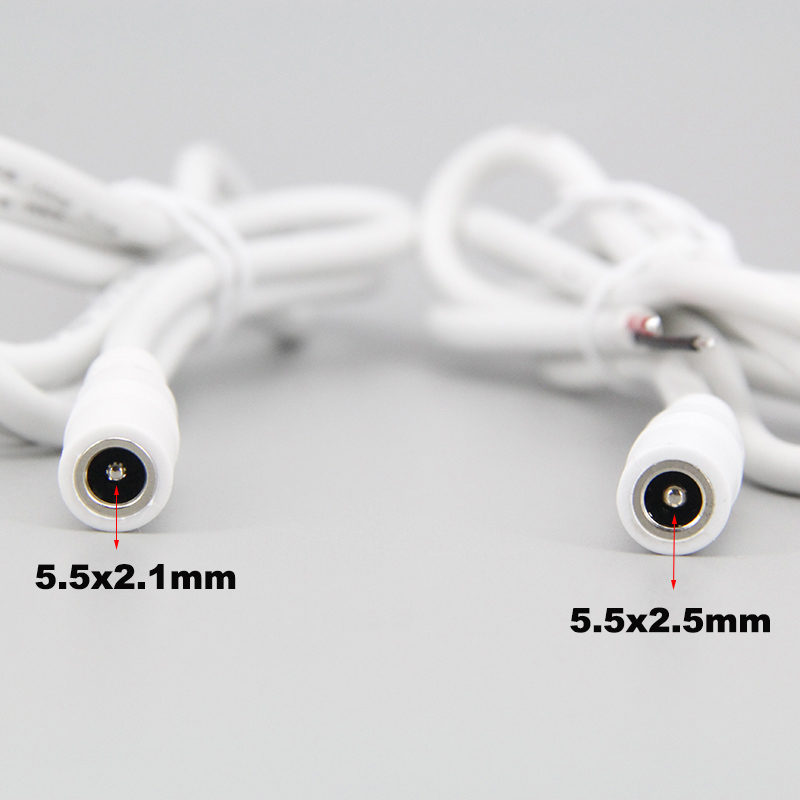 Weiß 18awg 7a DC-Stecker DC-Buchse Kabel Netzteil Verlängerung kabel 5,5mm x 2,1mm 2,5mm Kupferdraht