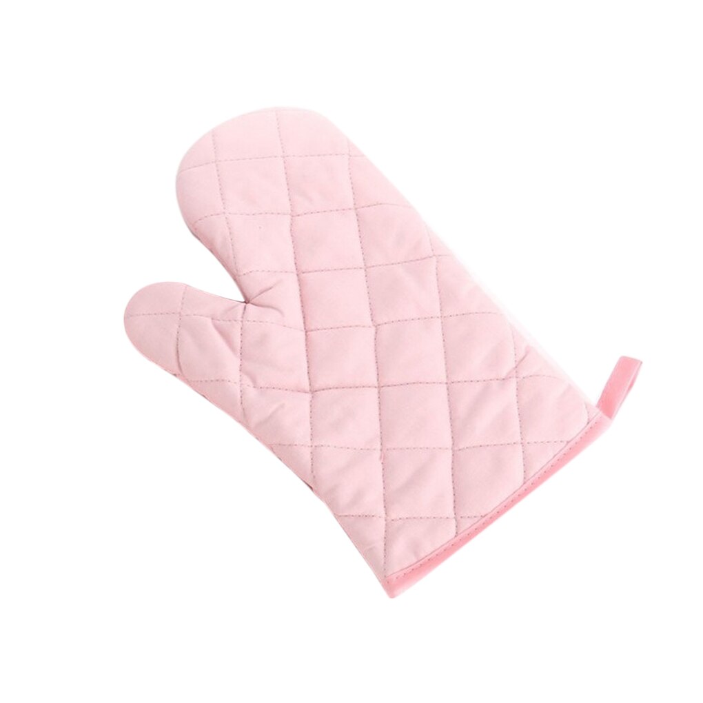 1PC High-temperature Thick Insulation Microwave Oven Gloves Kitchen Supplies Cotton Solid Oven Mitts: pink