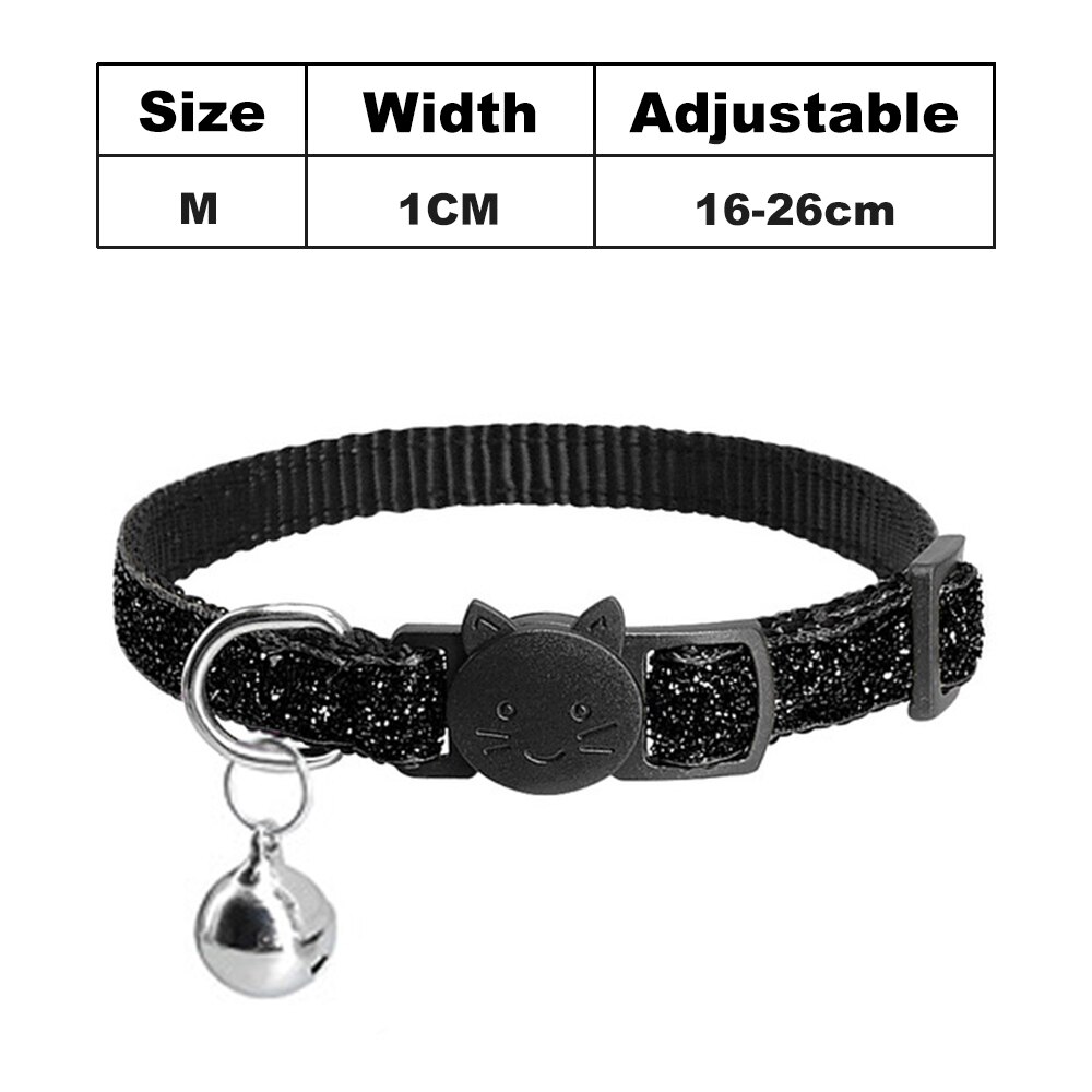 Collar para gatos, productos para collares para perro y mascotas, Collar para Gato, arnés para cascabel para gatos, Correa brillante para gatito: Black Cat Collar