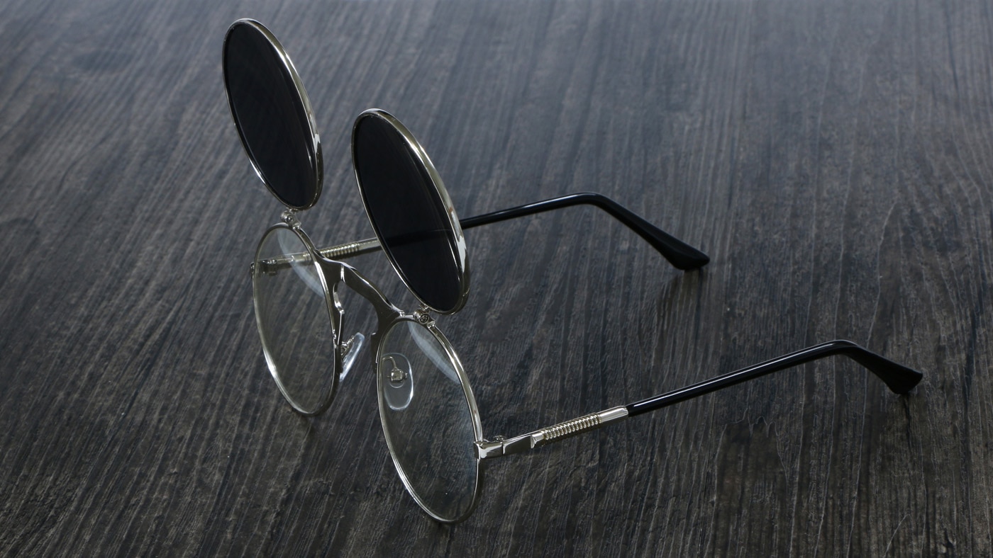 3057 steampunk solbriller rundt metal kvinder stil retro flip cirkulære dobbelt metal solbriller mænd cirkel solbriller