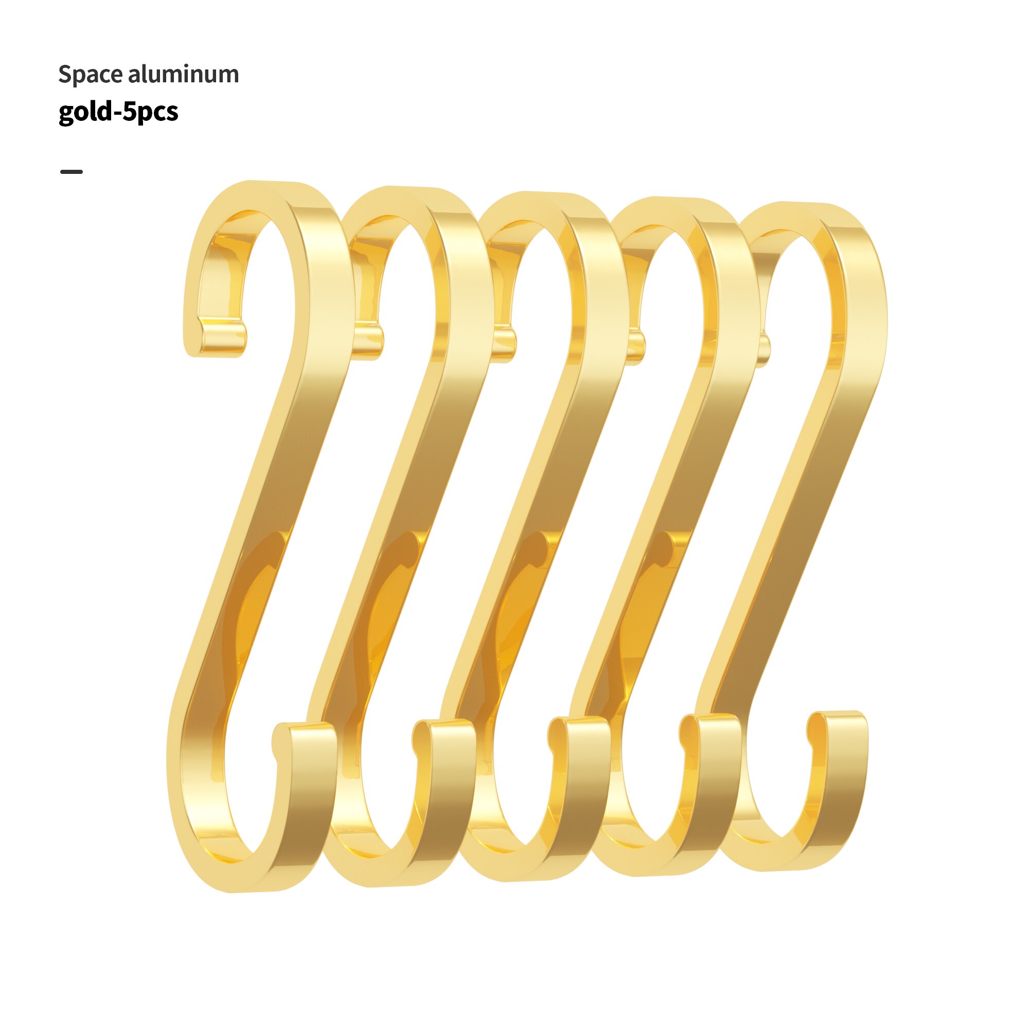 1/5/10Pcs S en Forme De Crochet En Aluminium D'espace Crochets De Stockage En Métal Crochet Fermoir Porte-Crochets Suspendus Rangement Outils: 5pcsGolden