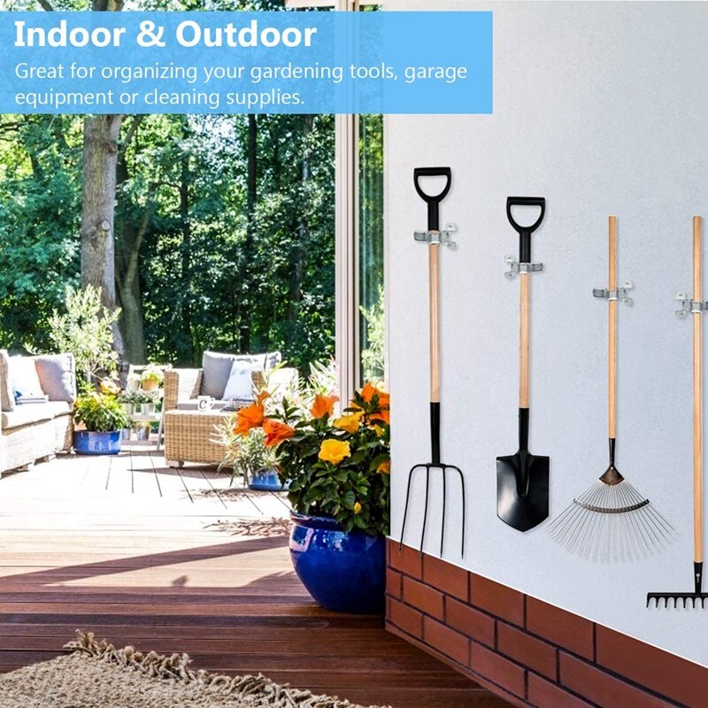 10 Pack Spring Grip Clamps Metal Wall Mounted Tool Clips Garage Closet Wall Organizer Holder For Rakes, Shovels, Brooms