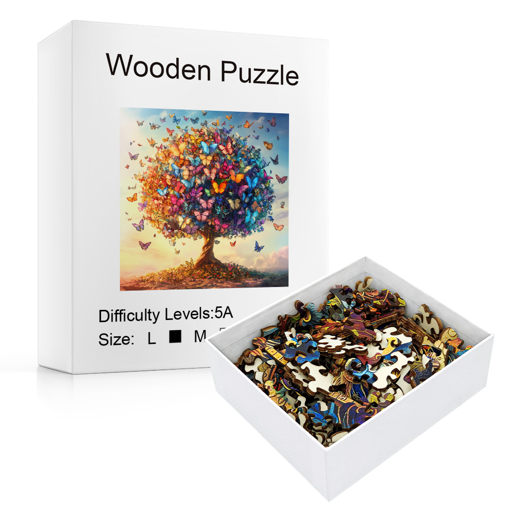 Colorful Butterfly Tree Adult Puzzle | Tree of Life with Butterfly– Unique Spring Flower Art Theme for Stunning Home
