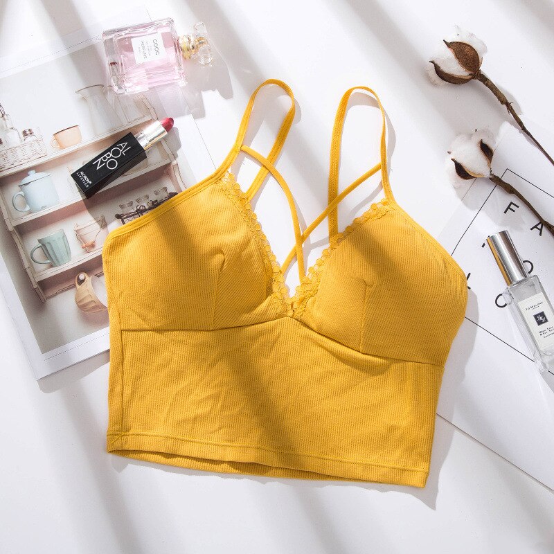 Women Lace Crop Top Bralette Top Lace Cropped Cami Sexy Lingerie Underwear Brassiere Cotton Tanks Summer Camis Camisole