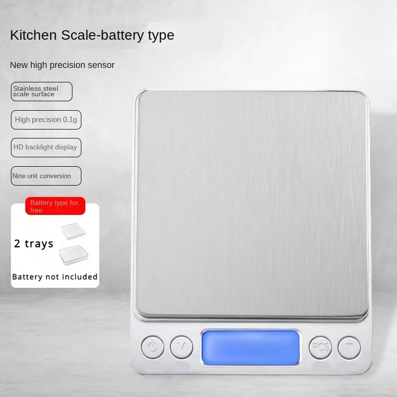 Digitale Küchenwaage, 3000 g/O.1 g, kleine Schmuckwaage, Lebensmittelwaage, digitales Gewicht, Gramm und Oz, digitale Grammwaage mit LCD/Tara: Licht Grau