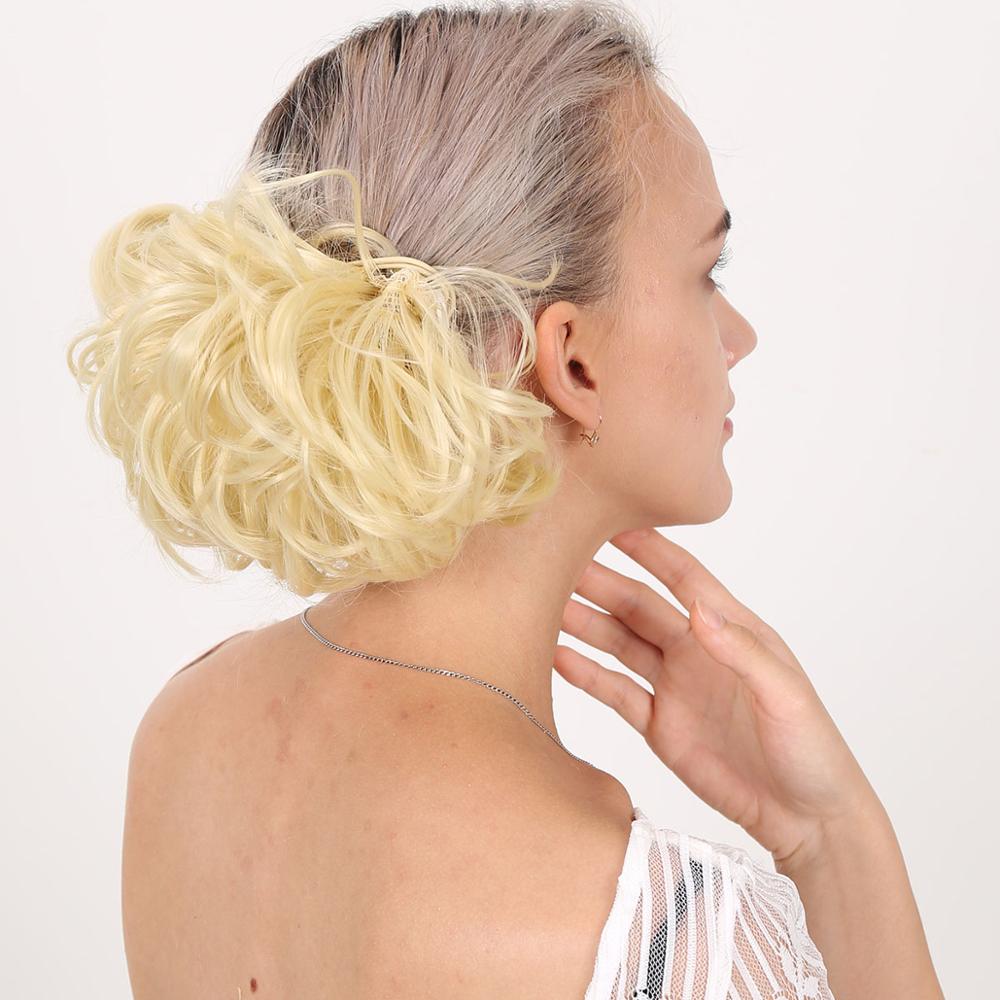 Manwei syntetisk rodet chignon donut gary brun farvehår bollepude elastisk hår reb gummibånd hårforlængelser