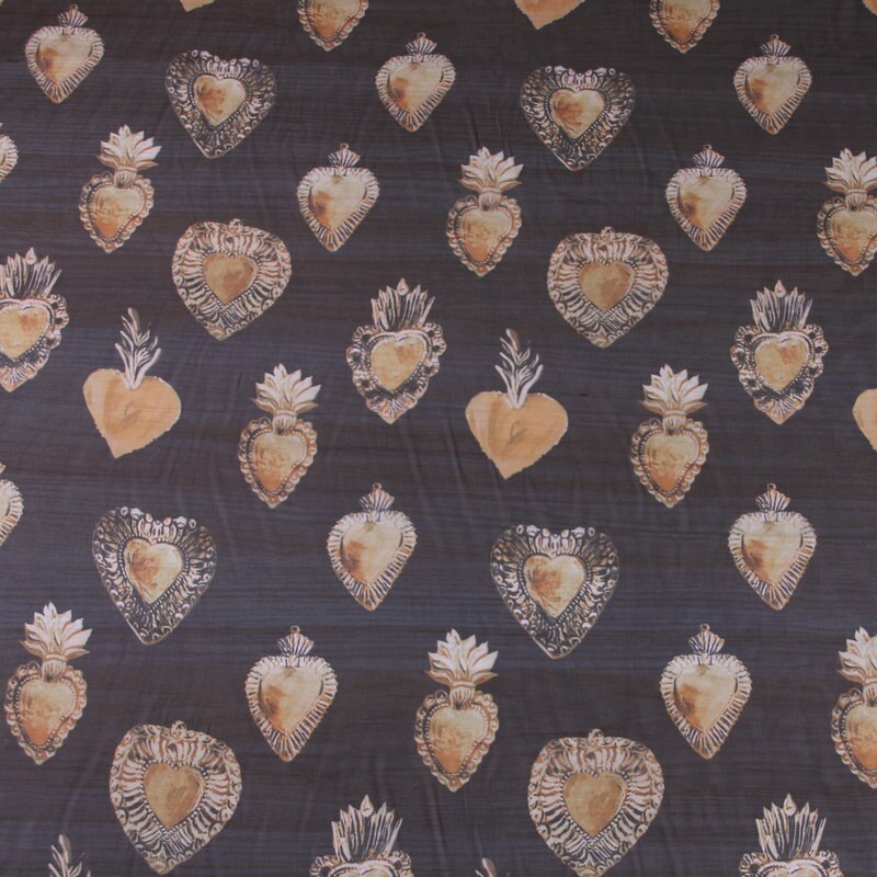 100X145cm le sacré coeur noir mince tissu en mousseline de soie pour femme été longues robes Blouse couture bricolage