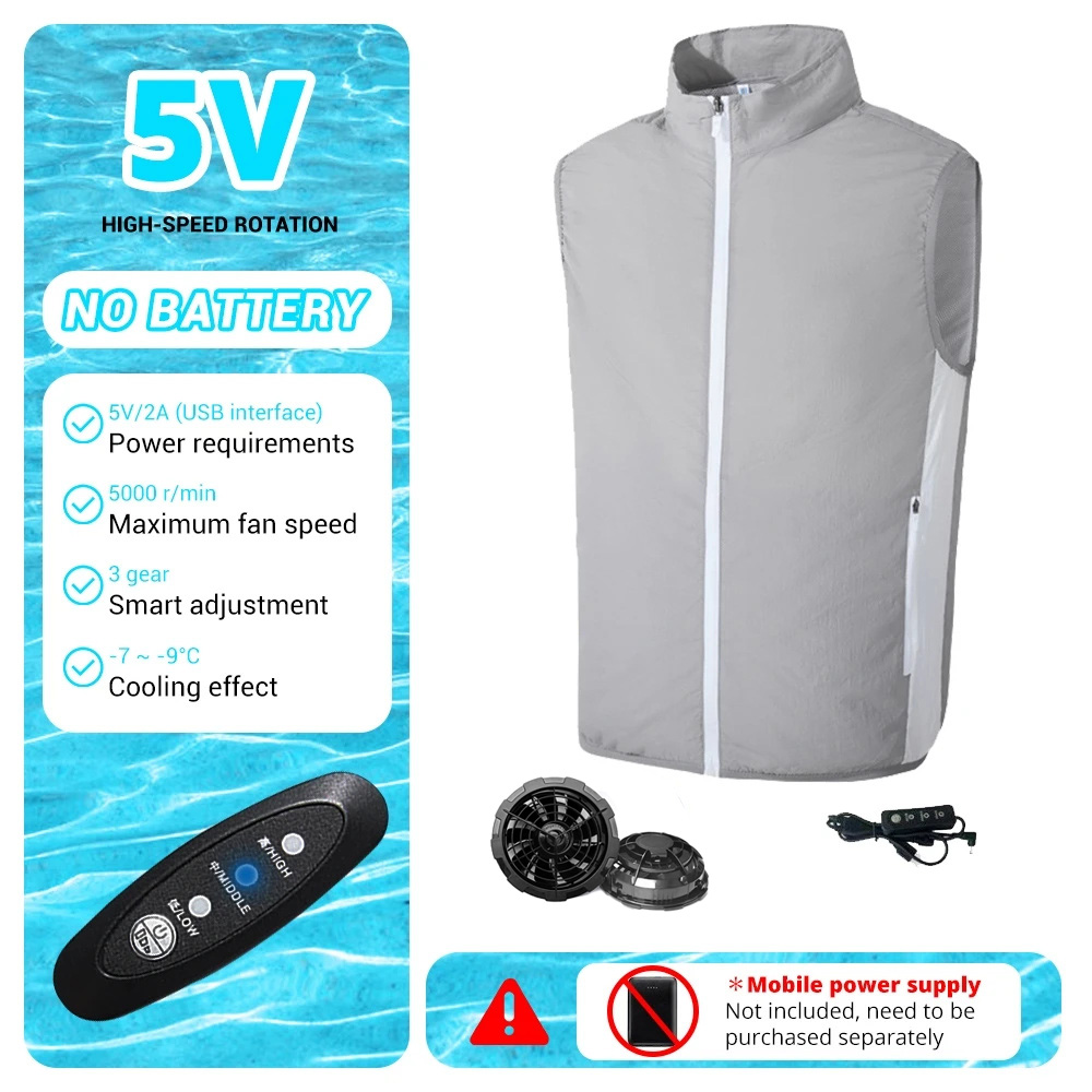 Koelventilatorkleding voor de zomer - Draagbaar airconditioningvest met USB-ventilator, lichtgewicht en ademend: XL / Black