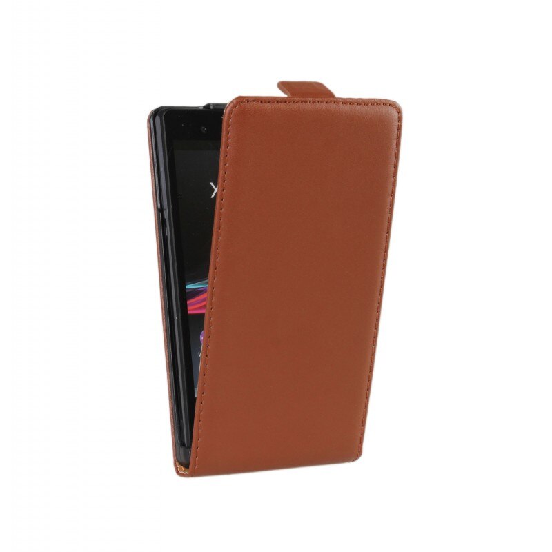 Clamshell telefon cover læder taske til sony xperia z  c6602 c6603 magnetisk adsorptionsspænde hylster flip coevr cover