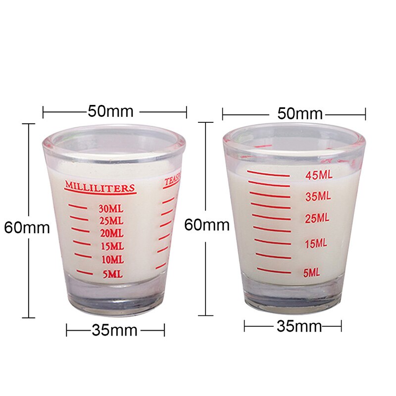 30/45 ml glass målebeger med vekt forsyninger espresso skudd glass flytende glass unse kopp kjøkken måleverktøy