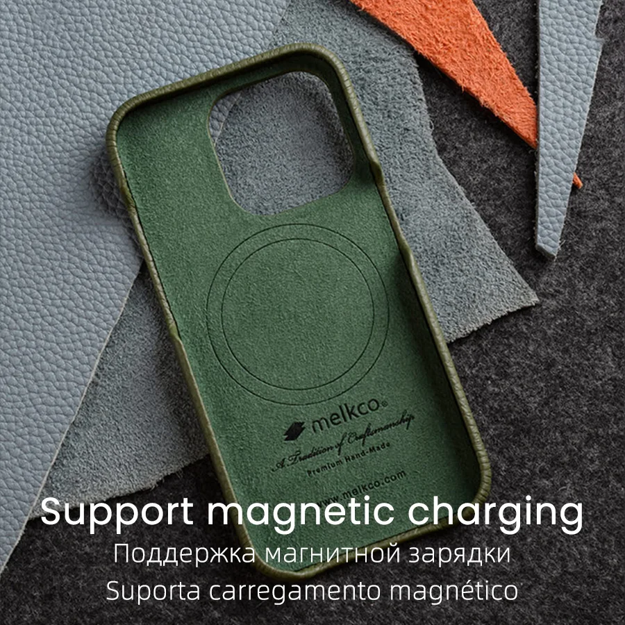 Melkco Premium Genuine Leather Case for iPhone 15 14 Pro Max Plus Magnetic Luxury Business Natural Cowhide Phone Cover