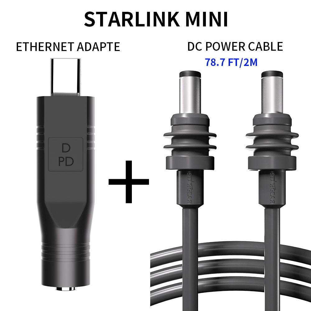 Starlink Mini accesorios Starlink Ethernet Adapte, mini cable starlink, starlink mini usb c, Starlink mini DC Cable de alimentación a USB-C: Naranja