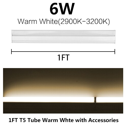 LED T5 Integrated Tube Fluorescent T8 Light 300MM 600MM 1FT 2FT Wall Lamp Lampada 6W 10W Ampoule Warm Cold White 110V 220V: 6W Warm White / AC 110V