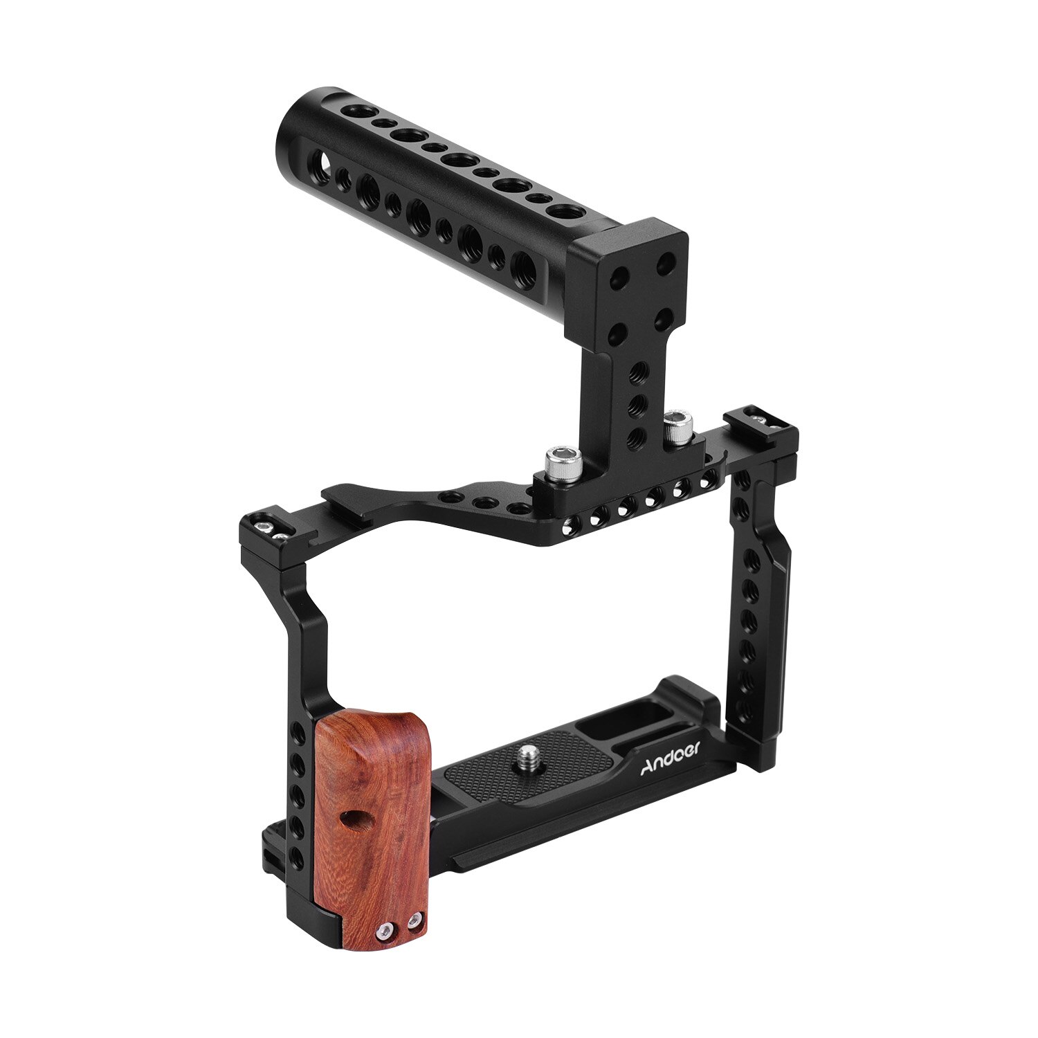 Andoer-jaula para cámara de vídeo + Kit de mango superior aleación de aluminio con doble soporte para zapata fría Compatible con Fujifilm X-T3/X-T2