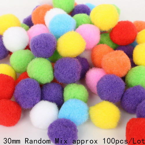 100-500 Teile/los Gemischt Weiche Runde Förmigen Pompom Bälle Flauschigen Pom Pom Für freundlicher DIY Bekleidungs Handwerk 10mm/15mm/20mm/25mm/30mm: 30mm 100stck