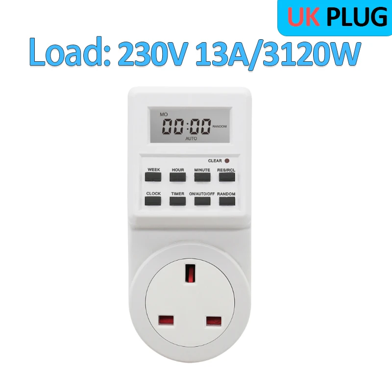 Digital Timer Switch 24 Hour Programmable Control Timing Socket Kitchen Timer Outlet Electronic Timing Socket EU UK US AU Plug: Gold