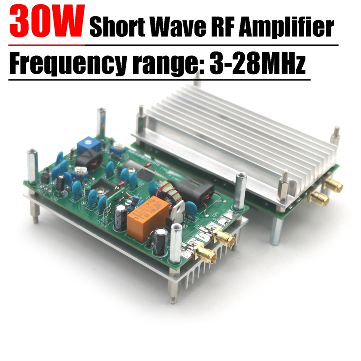 AB25 30W Kurzwellenverstärkerplatine 3-28MHz CW SSB Linearer HF-Leistungsverstärker HF-Radio HAM Kurzwellenstation 7M 13,56M RFID