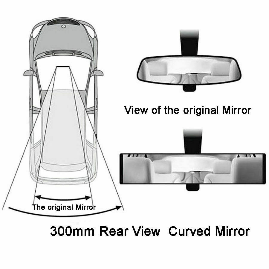 Car Trailer Truck 300mm Panoramic Curved Convex Mirror Interior Rear View Mirror Wide View RV Camper Accessories Universal