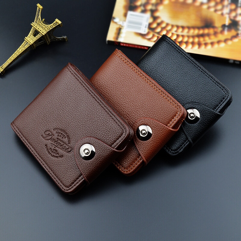 Men's Wallet European and American Magnetic Buckle Multifunctional Short Wallet Men Standard Wallets PU