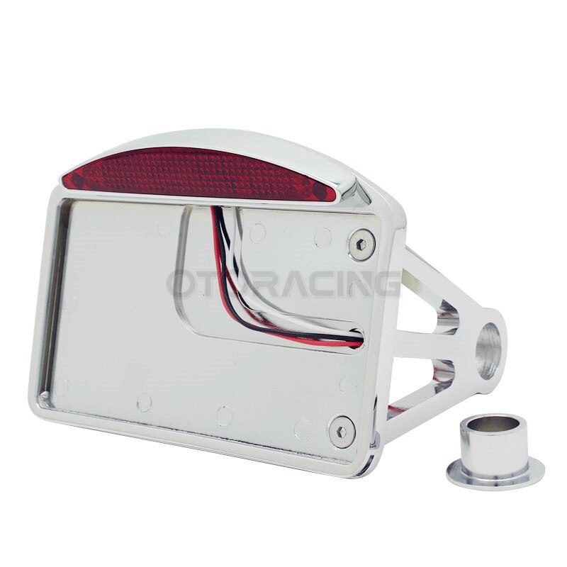 Motorfiets Kentekenplaat Led-achterlicht Horizontale Side Mount Bracket Houder Voor Harley Honda Bobber Chopper Custom Touring: Chrome