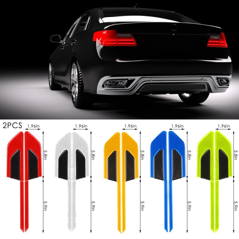 2Pcs/Set Car Reflective Safety Warning Strip Tape Car Bumper Reflective Strips Secure Reflector Stickers Decals Car Decorations