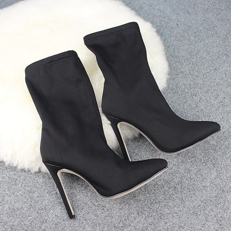 Ego Simmi Carson Puntschoen Carda Wenen Nietje Puntige Stiletto Hoge Hakken Schoenen Vrouw Laarzen Garda Booties Zwart Rose 43: Black / 8.5