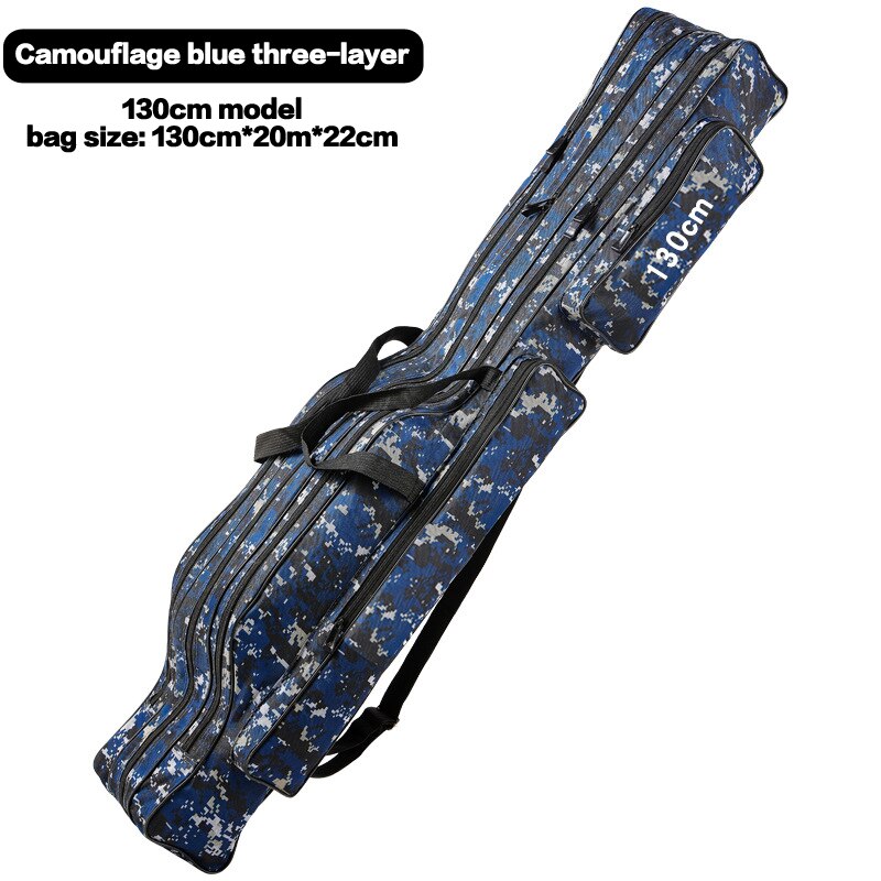 Siechi 110//120/130/150Cm Canvas Opvouwbare Hengel Reel Visgerei 2/3 Lagen Blauw/groen: 130CM blue 3 layer
