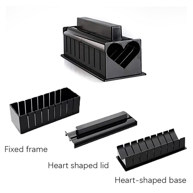10Pcs/Set DIY Sushi Maker Equipment Kit Japanese Rice Ball Roller Cake Roll Making Multifunctional Mould Tools Kitchen Gagdets: Black love 3pcs