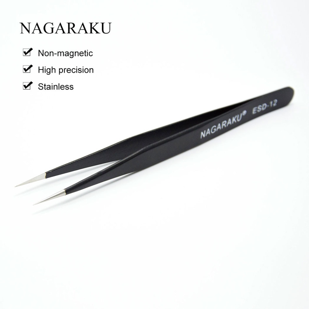 NAGARAKU Eyelash Extension 2pcs set Straight and Curl Stainless Lash Accurate Eyelash Tweezers Pincet False Eyelash Tweezers.