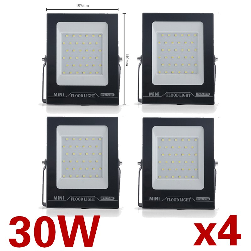 200W MiNi Flood Light LED Tempered glass Floodlight Waterproof Thinnest Projector Lighting Outdoor 150W 100W 50W 30W 20W 10W: 30W 4PCS / Warm Light