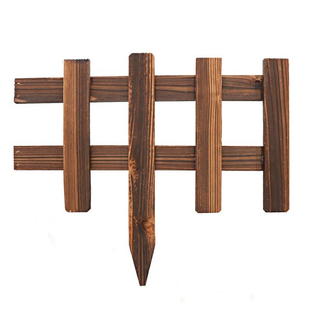 Wood Picket Garden Fence Rot Proof DIY Garden Lawn Fence Edging Fencing Outdoor Anticorrosive Wooden Fence For Outdoors: Brown 30cm