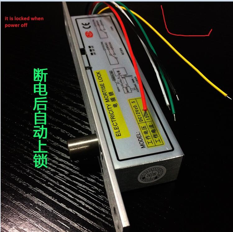 Fail secure DC12V Deadbolt Electric Bolt Plug Narrow Door Access Lock 5 wires timer low temp lock power off: fail secure NO