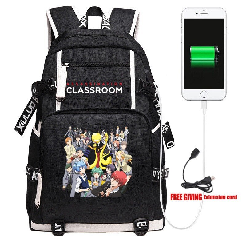 Anime Gioco Assassinio Aula USB Zaino Unisex borsa Da Viaggio Nero Borse A Spalla Bambini Adolescenti Borse per Studenti di Scuola Bookbag: 007