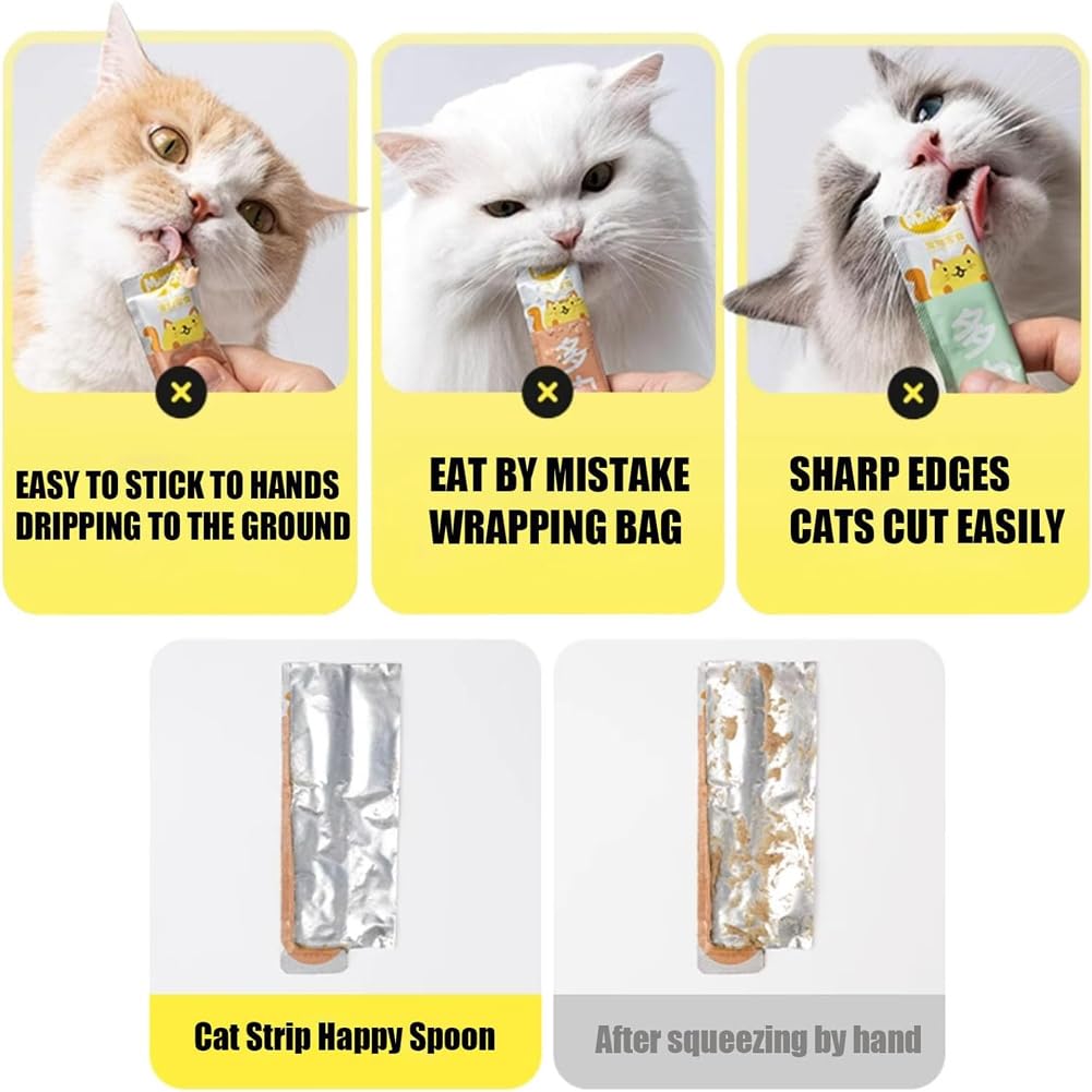 Cat Strip Squeeze Cat Strip Feeder Cat Strip Happy Spoon Cat Wet Treat Squeeze Treat Spoon Dispense Spoon Pet Spoons Cat Feeder