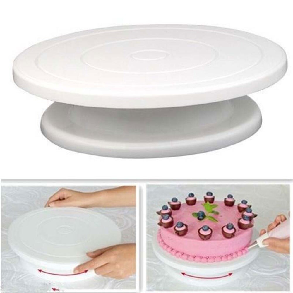Diy Pan Bakken Tool Plastic Taart Plaat Draaitafel Roterende Anti-Slip Ronde Cake Stand Taart Decoreren Draaitafel Keuken