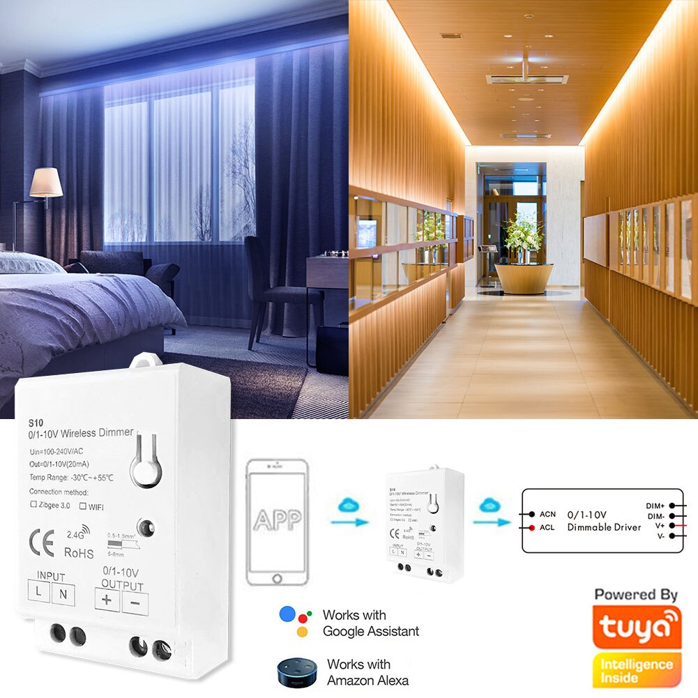 0-10V Tuya Smart Wifi Led Dimmer Draadloze Controle Alexa Google Home Helderheid Controller Voor 0/1-10V Led Dimbare Power Driver