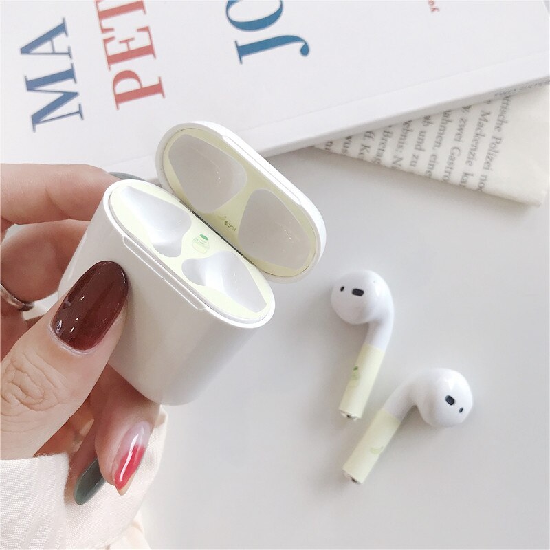 Del fumetto Della Polvere Carino Guard Set per Airpods di Protezione Auricolare Pellicola Della protezione Della Pelle Sticker per Airpods Caricatore Auricolare Scatola a prova di Polvere decalcomanie: 1