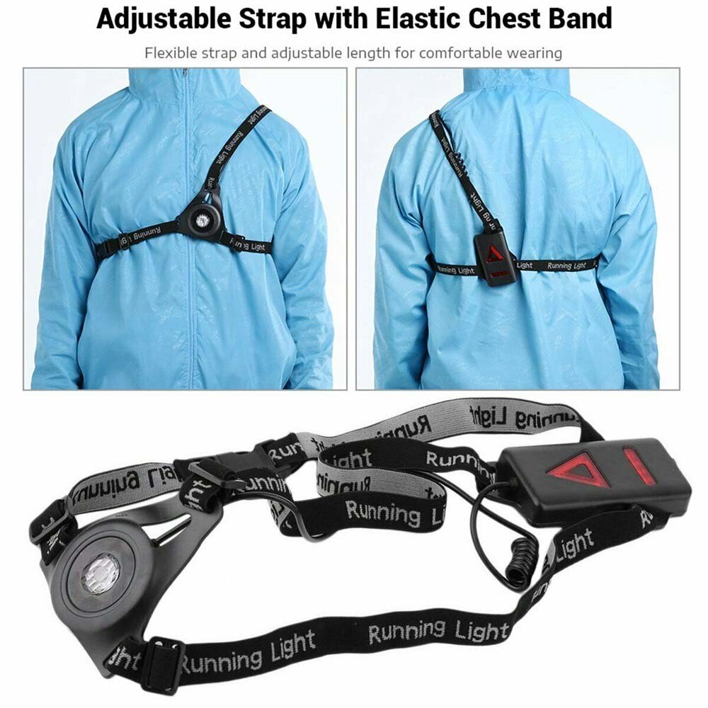 Running Chest Light USB Rechargeable LED Night Running Portable Flashlight Waterproof Outdoor Sports Safety Warning Light