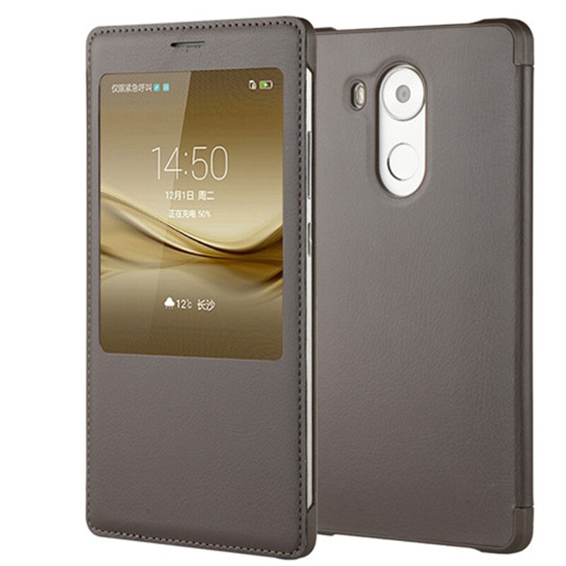 LEPHEE for Huawei Mate 8 9 Case Huawei Ascend Mate8 Cover GOLD Hard Back Cover Window Flip Leather Cases for Huawei Mate8 10: For Huawei mate 8 / Gray